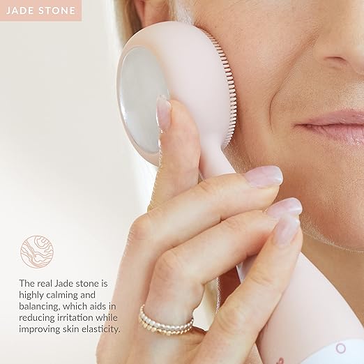 PMD Beauty x Disney Minnie Mouse Clean Pro Jade-Smart Facial Cleansing Device with Silicone Brush &amp Gemstone ActiveWarmth Anti-Aging Massager-Waterproof-SonicGlow Vibration-Clear Pores &amp Black