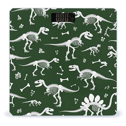 Men's Smart Scale for Body Weight Digital Bathroom Weighing Scale Automatic Switch Energy Saving Scale Grunge Dinosaur Skeleton