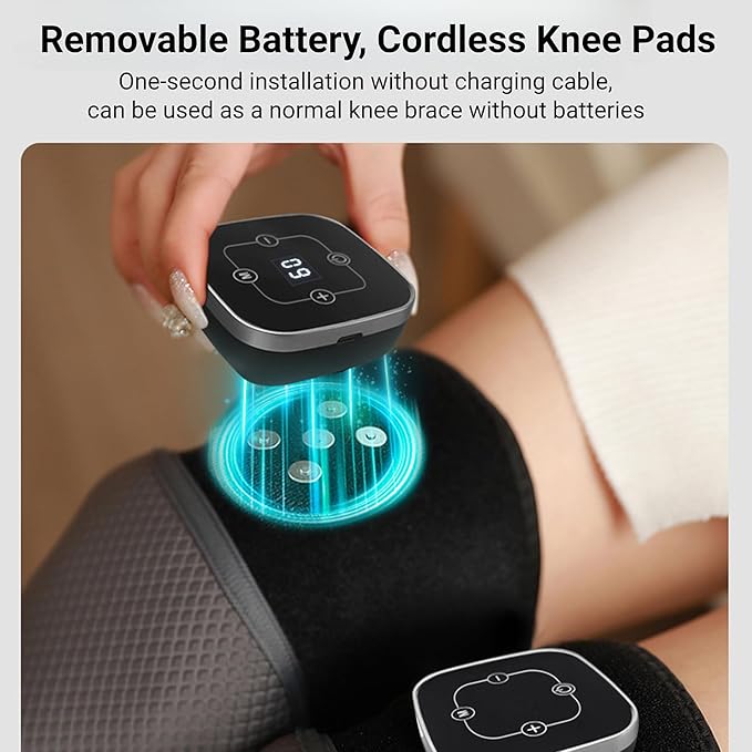 Heated Knee MassagerHeating Knee Support Brace Wrap with Massage3-in-1 Knee Elbow Shoulder Massager with 3 Vibrations Modes 5 Heating Levels (1 Pack +Grey)