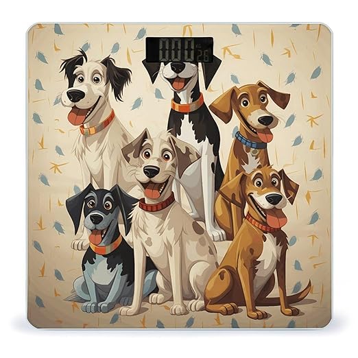 Hound Dogs Bathroom Scale Large LCD Backlight Display Digital Scale Rounded Corners Body Scales Automatic Power On/Off Bathroom Scales for Home Bedrooms