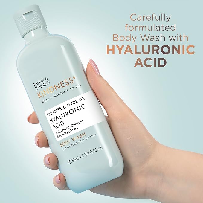 Baylis &amp Harding Kindness + Hyaluronic Acid Pear &amp Orange Blossom Fragrance 16.9 fl. oz Cleanse &amp Hydrate Body Wash (Pack of 3) - Biodegradable Formula - Vegan Friendly
