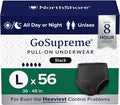 NorthShore GoSupreme Overnight Pull-On Underwear 8-Hour Leak Protection Large 56-Count Case Black (36-48 in Waist) Unisex Adult Diapers