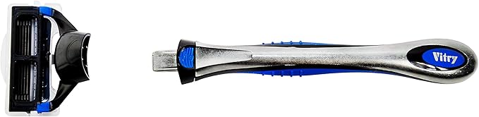Vitry 5 Blade Men's Razor Blue 5 Blades Swivel Head Lubricating Strip with Aloe Vera