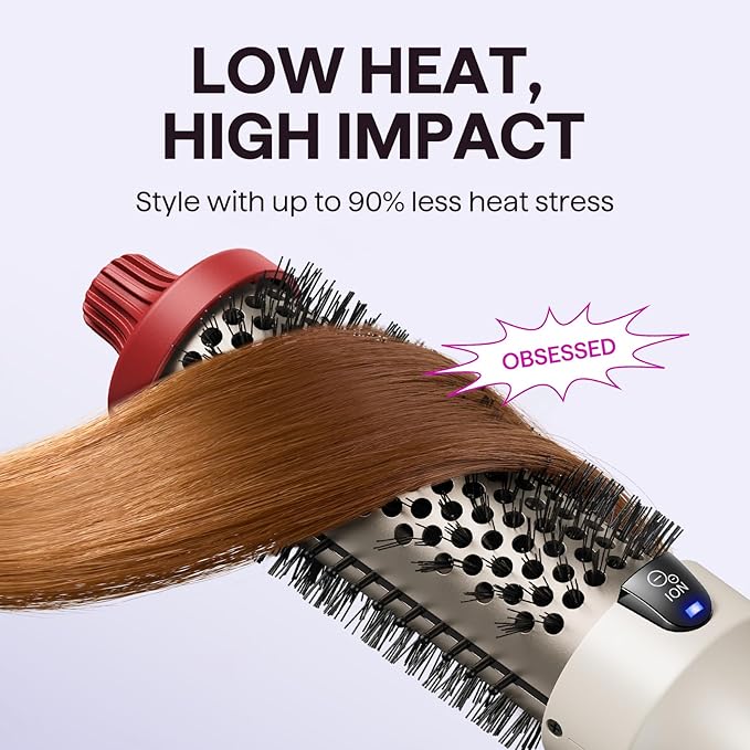 Wavytalk Blowout Boost Thermal Brush 1.5 inch Heated Round Brush for Blowout Look Negative Ion Technology Ceramic Tourmaline 5 Temperature Settings Christmas Limited Edition