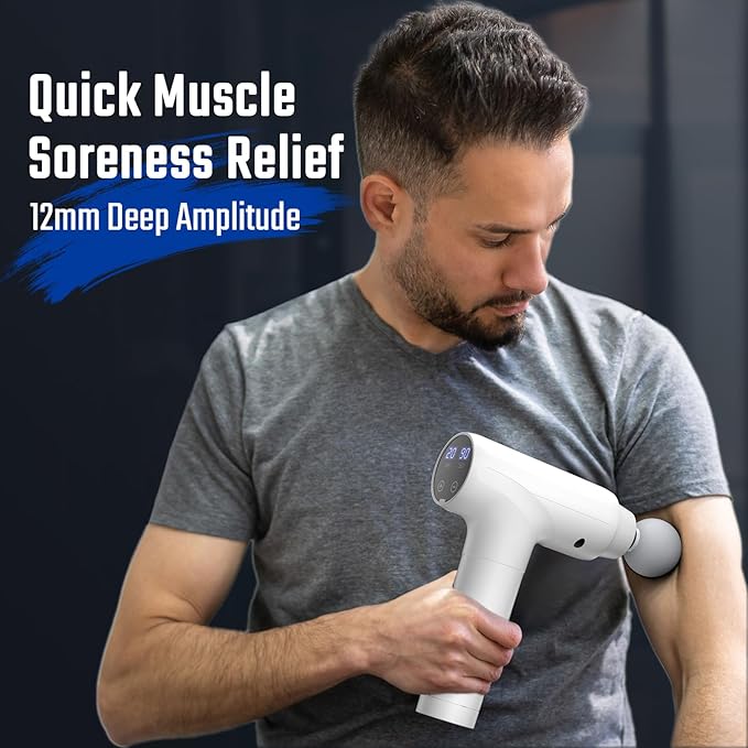 cotsoco Massage Gun Deep Tissue Muscle Massage Gun Back Massager for Pain Relief 20 Speeds Handheld Electric Massager Tool with Silent Brushless Motor Suitable for Gym Office Home Travel