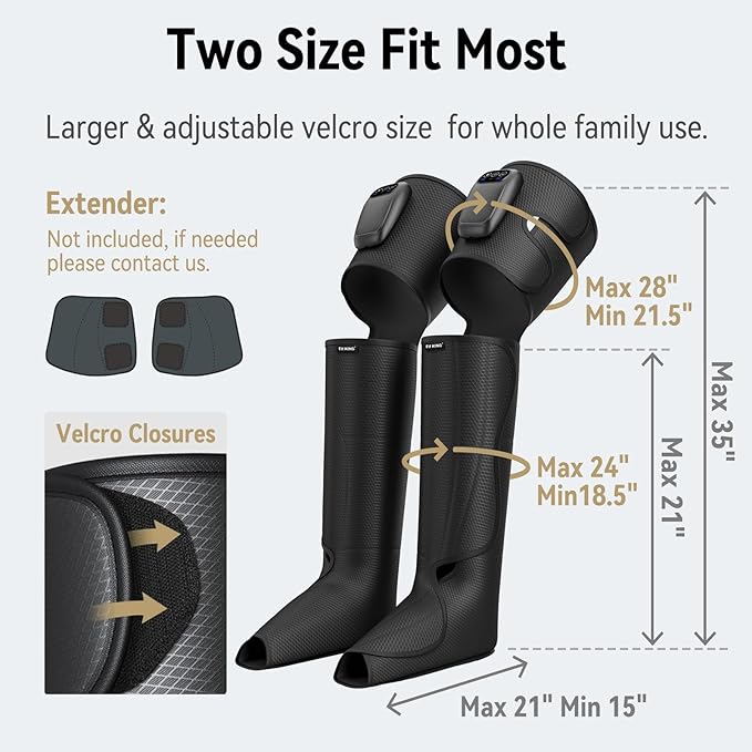 FIT KING Cordless Compression Boots Full Leg Compression Massager Rechargeable Portable Foot and Calf Massager for Circulation Pain Relief &amp Fast Recovery No External Long Hoses | Xmas Gift