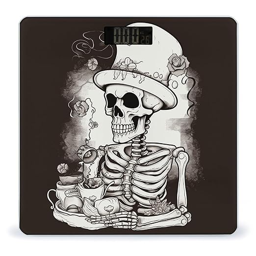 Skeleton Chef Scale for Body Weight Anti-Slip Tempered Glass Digital Bathroom Scales Clear LCD Display Weighing Scale Safe Rounded Corners Smart Scales