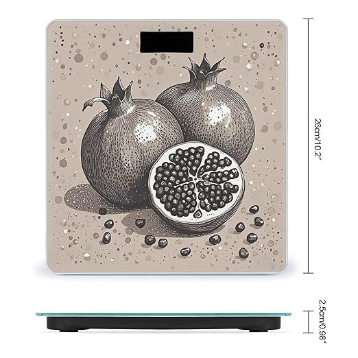Hand Drawn Fruits Scale for Body Weight Highly Accurate Digital Bathroom Body Scale Digital Bathroom Scales for People Anti-Slip Large LCD Display Smart Scales