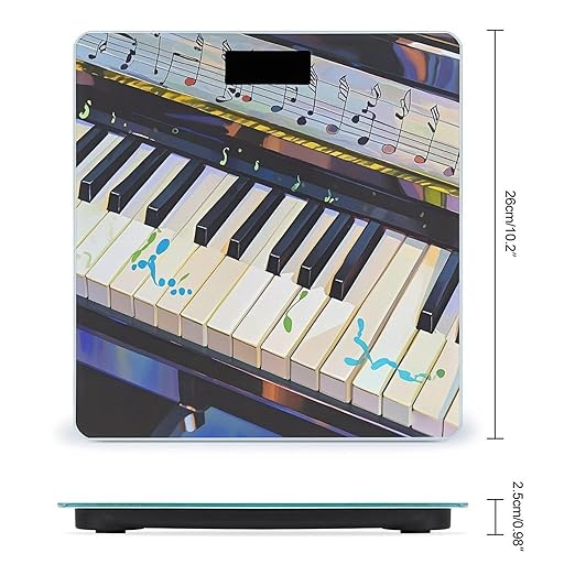Piano Keys with Note Patterns Scale for Body Weight Digital Bathroom Scale Accurate Smart Weight Scales with Large Display Weighing Machine High Precision Scales