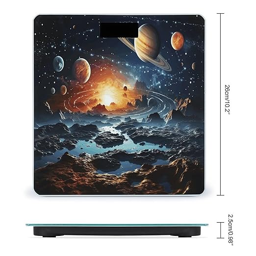 Planets Stars and Milky Way GalaxyScale for Body Weight with LCD High Precision Weighing Scales Fashion Sturdy Tempered Glass Weight Scales Easy-to-Read Digital Bathroom Scale for Daily 400lb