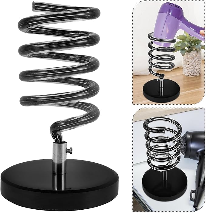 Hair Dryer Stand with Marble Base and Spiral Holder Countertop Salon Hair Dryer and Straightener Organizer for Bathroom Styling Tools Storage