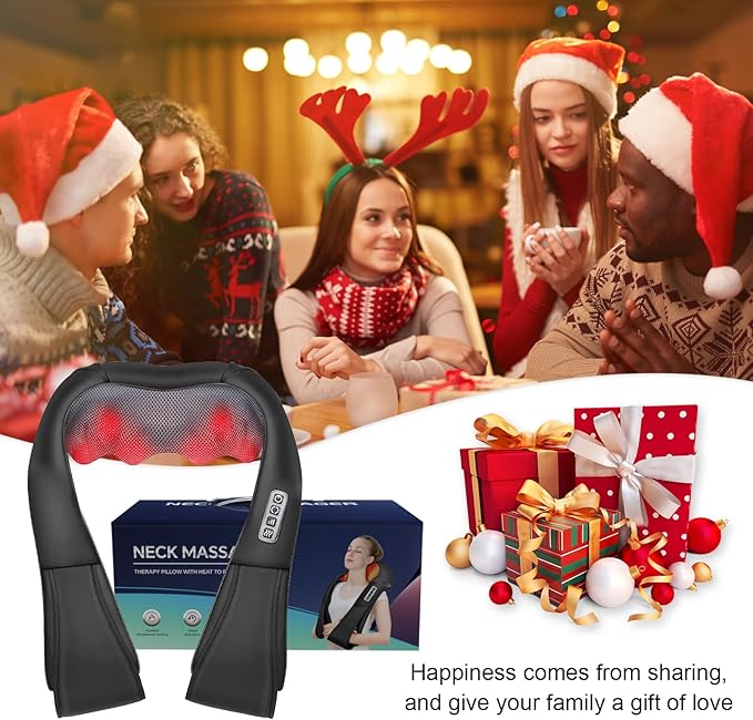 White Elephant Gifts for AdultsNeck MassagerChristmas Gifts for Women Men - Shiatsu Back and Neck MassagerShoulder Massager Deep Tissue with HeatElectric 4D Massage Pillow(NOT Cordless)