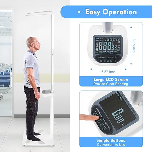 110V Multifunction Physician Medical Body Weight Scale 440lb Capacity Digital Bathroom Health Weight Monitor Electronic Height and Weight Physician Scale Digital Doctor Medical Scale