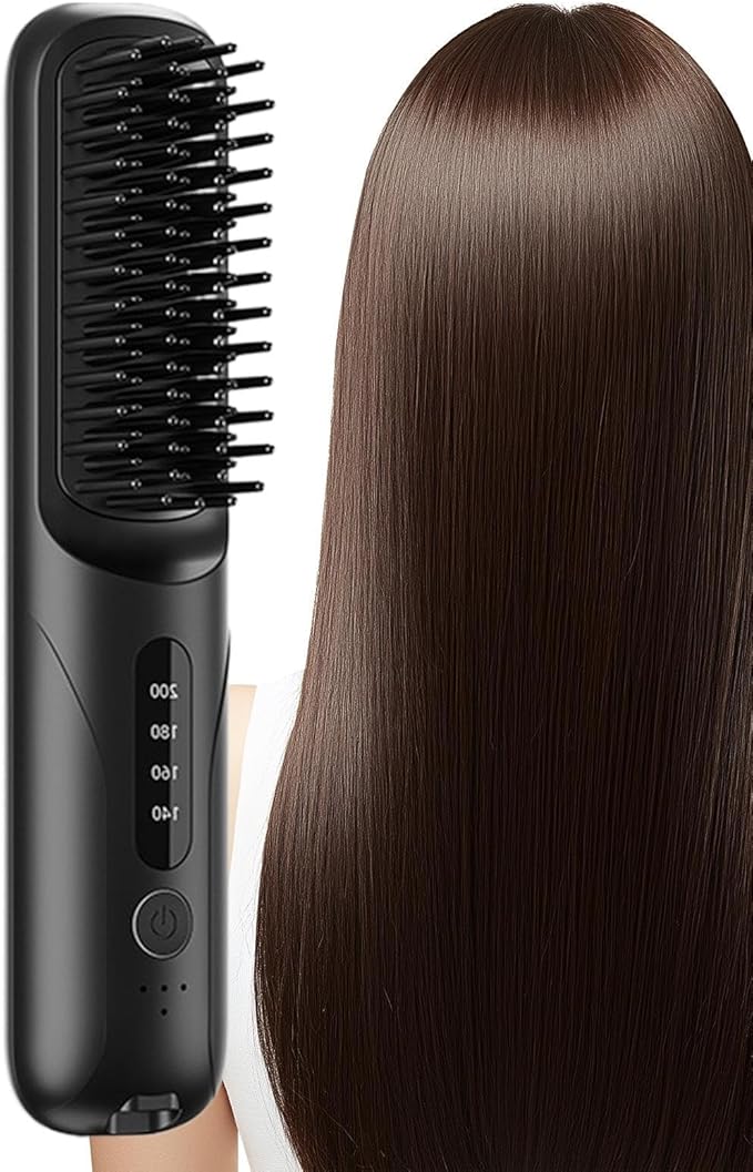 Cordless Hair Straightener Brush - Rechargeable Hair Styling Tool | Travel Straightener Brush - for Home Apartment Salon Travel Business Trips Women Men