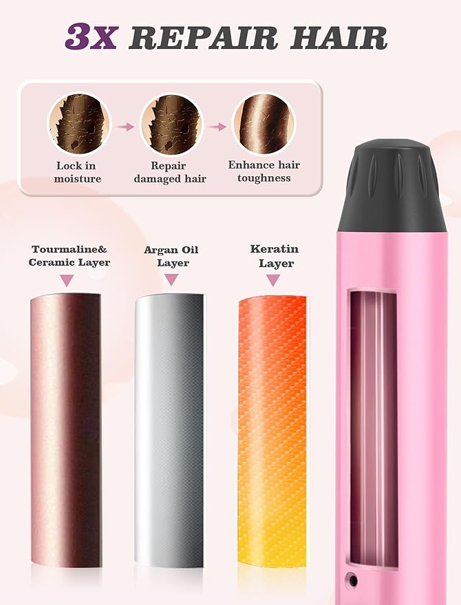 Mini Curling Iron for Travel110~240V Dual Voltage with European Plug AdapterSmall Curling Iron for Short HairTiny Curling Irons for WomenAnti-Scald CoverAuto-Off5 Temp Digital Settings1 Inch