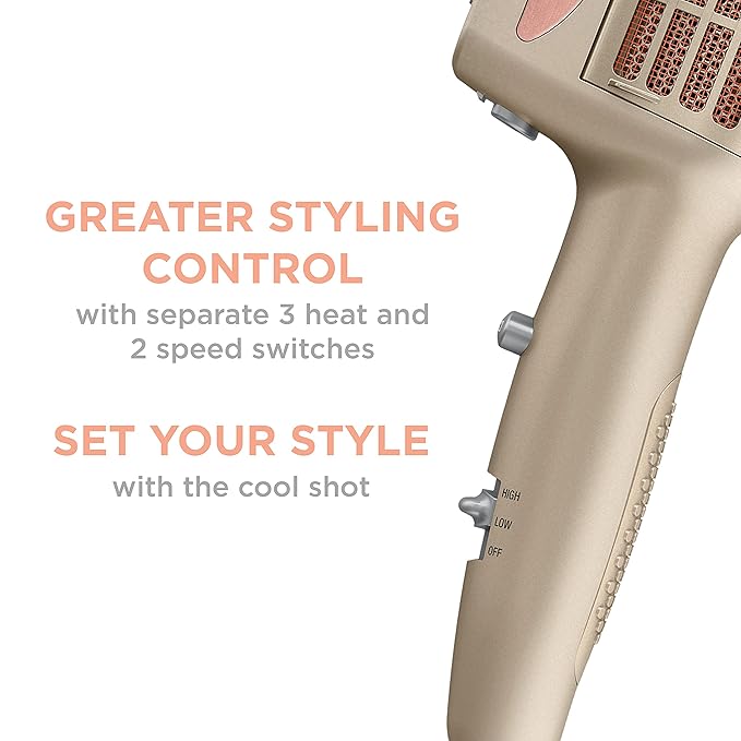 INFINITIPRO BY CONAIR 4-in-1 Frizz Free Styling Hair Dryer 1875W Hair Dryer and 4 Attachments