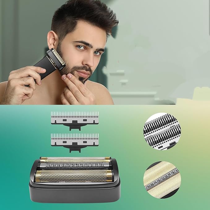 4 Pack Shaver Replacement Electric Lithium Titanium Precision Foil And Inner Blade Cutters Compatible with Andis 17300 reSURGE Electric ShaverBlack