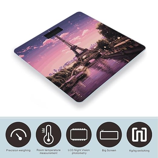 Pink Paris Digital Bathroom Scale Fashion Unique Weight Scale BMI Anti-Slip Precision Weighing Scales Suitable for Home Bedrooms Use and Gift