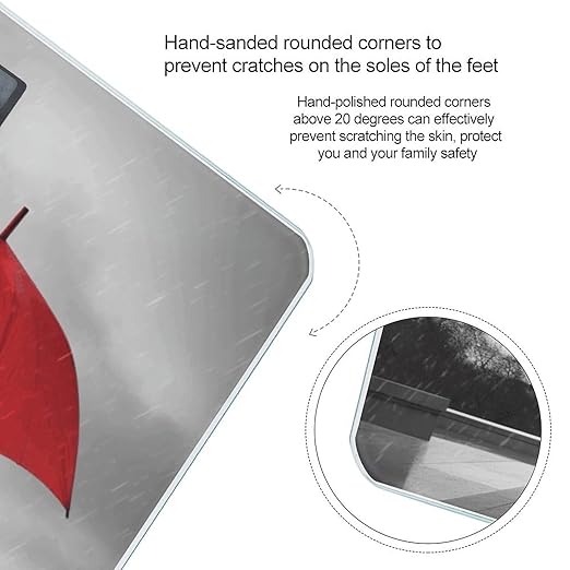 Eiffel Tower with Red Umbrella Scale for Body Weight High Precision Digital Weight Scales with LCD Display Anti-Slip Sturdy Slim Tempered Glass Bathroom Scale for Home Use