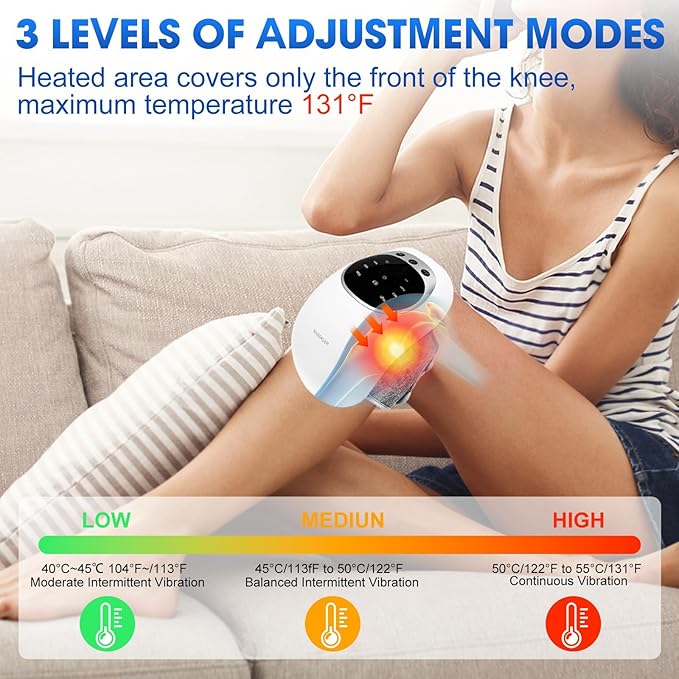 Cordless Knee Massager with Heat 3-in-1 Smart Portable Knee Massager with Multi-Function LED Screen 3 Vibration Modes and Heating Levels LED Vitality Joints Massager Gifts for ElderMom Dad