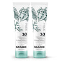 Badger Zinc Oxide Face Sunscreen SPF 30 Lightweight Mineral Sunscreen for Face Matte Finish No White Cast Vegan Water Resistant Unscented Mineral Sunblock Facial Lotion 1.7 fl oz 2-Pack
