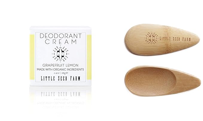 Little Seed Farm All Natural Deodorant Cream Aluminum Free Deodorant for Women or Men 2.4 Ounce - Grapefruit Lemon + Applicators Bundle