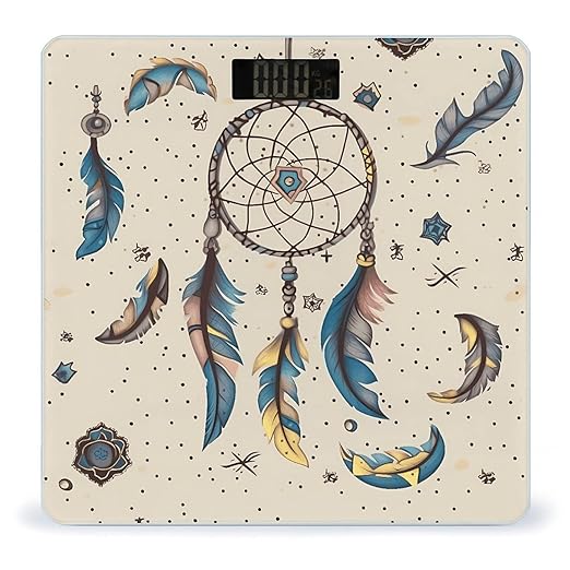 Dream Catcher and Moon Scale for Body Weight High Precision Digital Weight Scales with LCD Display Anti-Slip Sturdy Slim Tempered Glass Bathroom Scale for Home Use