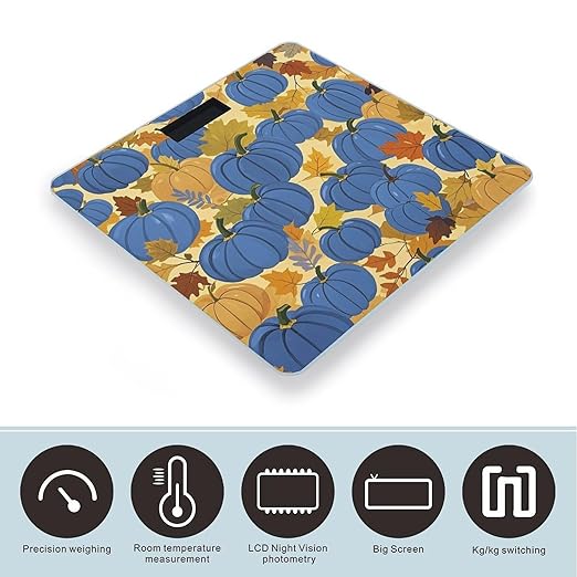Fall Watercolor Pumpkins Weight Scale Highly Accurate Digital Weighing Scale with Large LCD Display Smart Bathroom Scales for Home Bedrooms and Gift Giving