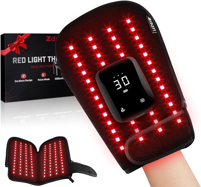 Cordless Red Light Therapy Gloves for Hand 360°Full Coverage100 LEDs Gloves with 660nm &amp 850nm Near-Infrared | 5000mAh | Auto-Off Timer Easy Clean