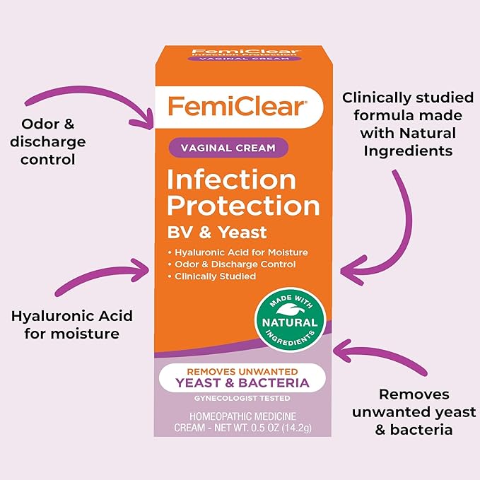 FemiClear Feminine Care Wash for Itching &amp Irritated Skin (BV) Symptoms - Vaginal Ointment for Fishy Odor Homeopathic Feminine Care PH Balance for Women