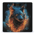 Wolf Head in Blue Flames Digital Bathroom Scale for Body Weight Weighing Scale with Backlit LCD Display High Precision Measurements &amp Measures Weight Up to 180kg