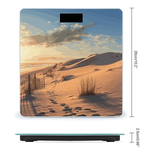 Sand Dunes Digital Bathroom Scale for Body Weight with High Precision Digital Weighing Scale with BMI Clear LCD Display and Step-On Measures Weight Up to 180kg