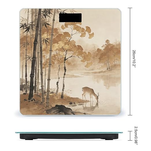 Deer Drink in The Autumn Ravine Smart Scale for Body Weight Digital Bathroom Scale Toughened Glass Weight Scale with Large LCD Backlight Display High Precision Scales Weighing Machine
