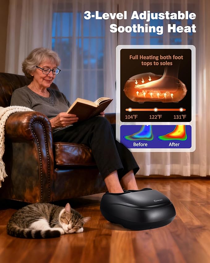 KNQZE Shiatsu Foot Massager with Heat and Compression Deep Kneading Foot Massage for Plantar Fasciitis Relief Remote Control Multi Massage Modes Auto Shut-Off Timer FSA Eligible Mothers Day gift