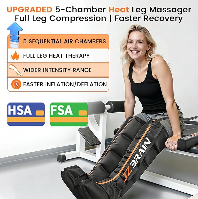 Air Compression Leg Recovery Boots : Sequential Full Leg Compression Massager System for Muscle Relaxation &amp Relief - 11 Intensity 6 Modes 3 Heat for Athletes &amp Gym (Small)