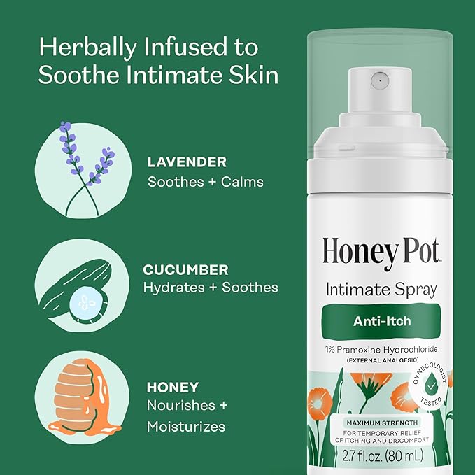 The Honey Pot Company - Feminine Anti-Itch Soothing Wipes &amp Anti-Itch Spray Bundle - At Home or On the Go Medicated Wipes &amp Spray to Relieve Itching &amp Discomfort - Maximum Strength - Femin