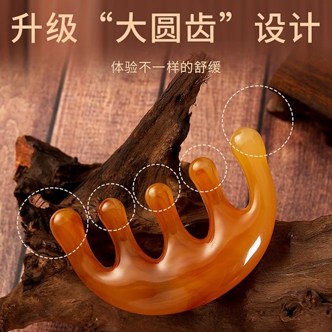 树脂大五齿 Scalp Massage Comb for Women Men按摩梳子经络梳五爪头部刮痧舒筋器拔经棒工具 HomeOffice Body Electric Massagers