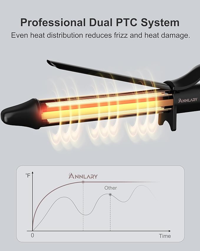 1 Inch Curling Iron Titanium Ceramic Hair Curler Fast Heating Curling Wand with 8 Heat Settings with LED Display for All Hair Types Dual Voltage 110-240V for Travel