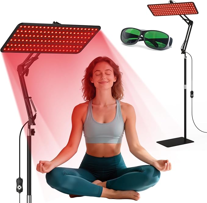 Red Light Therapy for Face and Body 3-Wavelength (660nm Red 850nm 940nm Infrared) LED Infrared Light Therapy Lamp with Adjustable Stand Protective Glasses for Home Use Gift for Women Girls