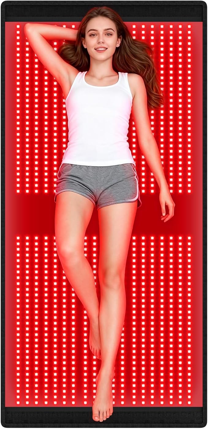 Red-Light Therapy Mat for Full Body: 67''X33'' Infrared Blanket - 660nm &amp 850nm Dual Wavelength with 1140pcs LEDs Pad Wrap Back Hip Knee Legs for Women for Home Use