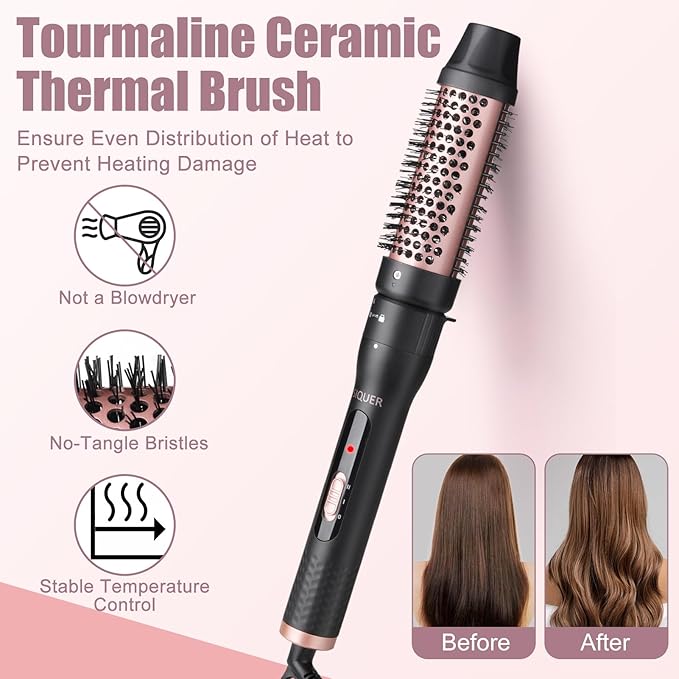 5 in 1 Curling Wand Set - SIQUER Curling Iron Set 1/2 to 1 1/4 Inch Beach Waves Wands 1 1/2 Inch Thermal Brush Fast Heating Up Hair Curlers for Women with Protective Gloves Clamps (Rose Black)
