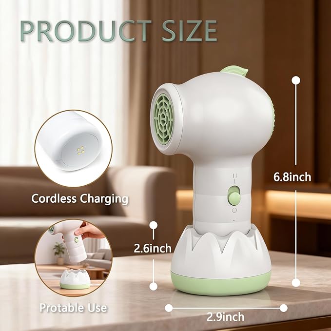 NUFR Cordless Hair Dryer for Kids Portable Low Heat Gentle Airflow Handheld Cute Mini Blow Dryer with Charging Base for Hair Body Delicate Skin USB Rechargeable Small Home Travel Hair Dryer
