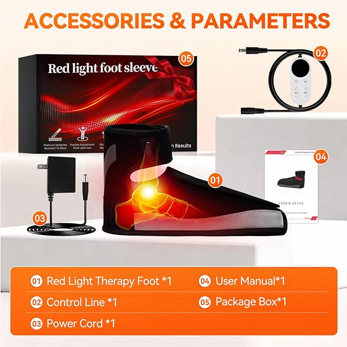 Red Light Therapy for Feet Infrared Light Therapy Feet Wrap with 660nm 850nm Near Infrared 5 Adjustable Brightness Timer 3 Modes for Foot Ankle Heel Up to Foot Size 12 Gift for Women Men