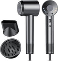 aowoka Hair Dryer 160000 RPM Professional High Speed Ionic Blow Dryer 500 Million Negative Ions &amp Heat-Control &amp Low Noise Hairdryer for Faster Drying No Heat Damage Travel with Diffuser（Gr