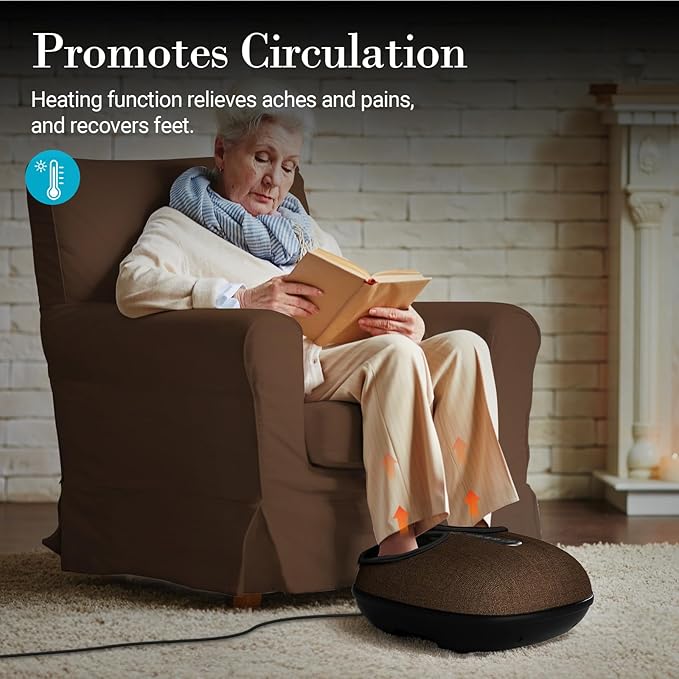 Foot Massager with Heat FSA Eligible HSA Shiatsu Feet Massager with Remote Control Multi-Level Compression Knead Foot Massage for Neuropathy &amp Plantar Fasciitis Fits Up to 13 Gifts(Brown)