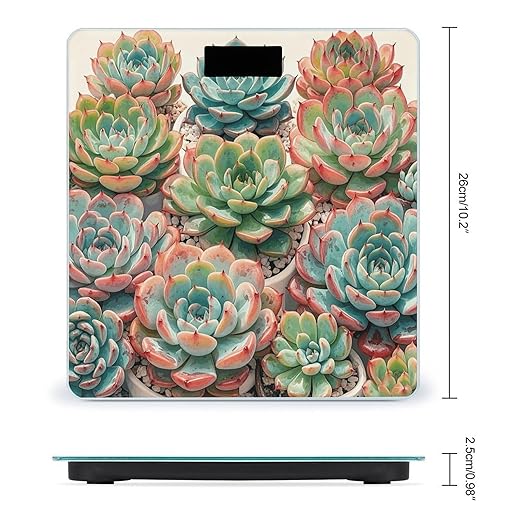 Watercolor Succulent Flower Bathroom Scale Ultra-Bright Liquid Crystal Screen Weight Scale Accurate Bathroom Body Scales for Body Weight Bathroom Pet Home Bedroom Gift-Giving