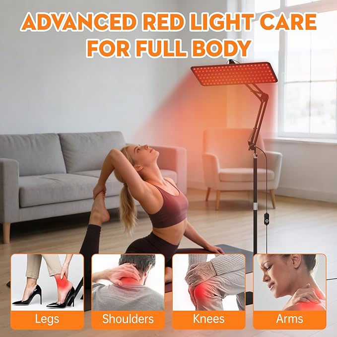 Red Light Therapy for Face and Body 3-Wavelength (660nm Red 850nm 940nm Infrared) LED Infrared Light Therapy Lamp with Adjustable Stand Protective Glasses for Home Use Gift for Women Girls