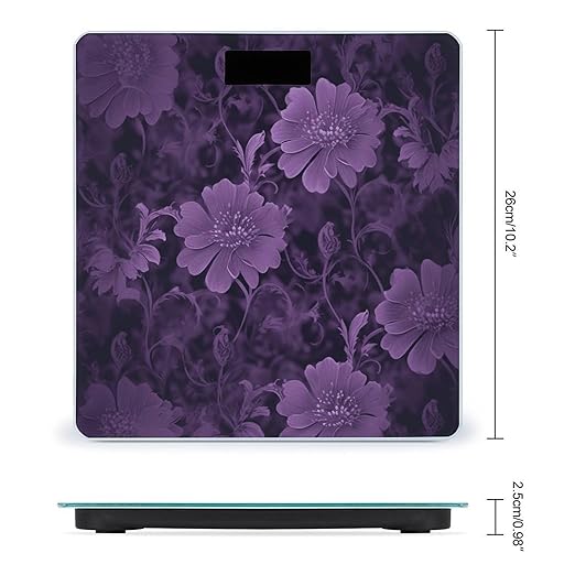 Purple Weight ScaleClear LED Display Bathroom Digital Weighing ScaleTempered Glass Digital Bathroom Scale for Body Weight Capacity Up to 400 Lbs