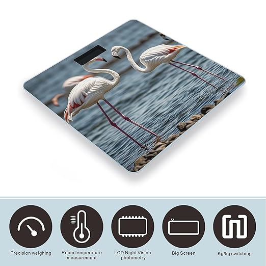 Animal Flamingo Bathroom Scale for Body Weight Bathroom Weighing Scales with Back Lit LED Display Sturdy Tempered Glass Body Weight Bathroom Scale 400lb Weighing