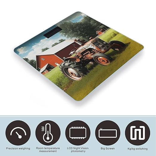 Company Farm Tractor Scale for Body Weight Safe Rounded Corners Tempered Glass Digital Bathroom Scale LED Display 400lb Capacity Weight Scales with High Precision Sensors
